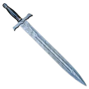 30" Handmade Damascus Steel Rat Tail Hunting Sword With Leather Sheath