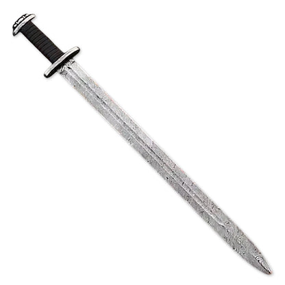36" Handmade Damascus steel Viking Sword, Leather Wrapped on Handle Including Leather Cover - propswords