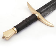 Handmade Damascus Steel Battle Viking Sword With Leather Sheath - propswords