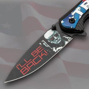 Trump 2024 Pocket Knife - 3D Printed Stainless Steel Blade, Titanium Coated Aluminum And Wood Handle - propswords