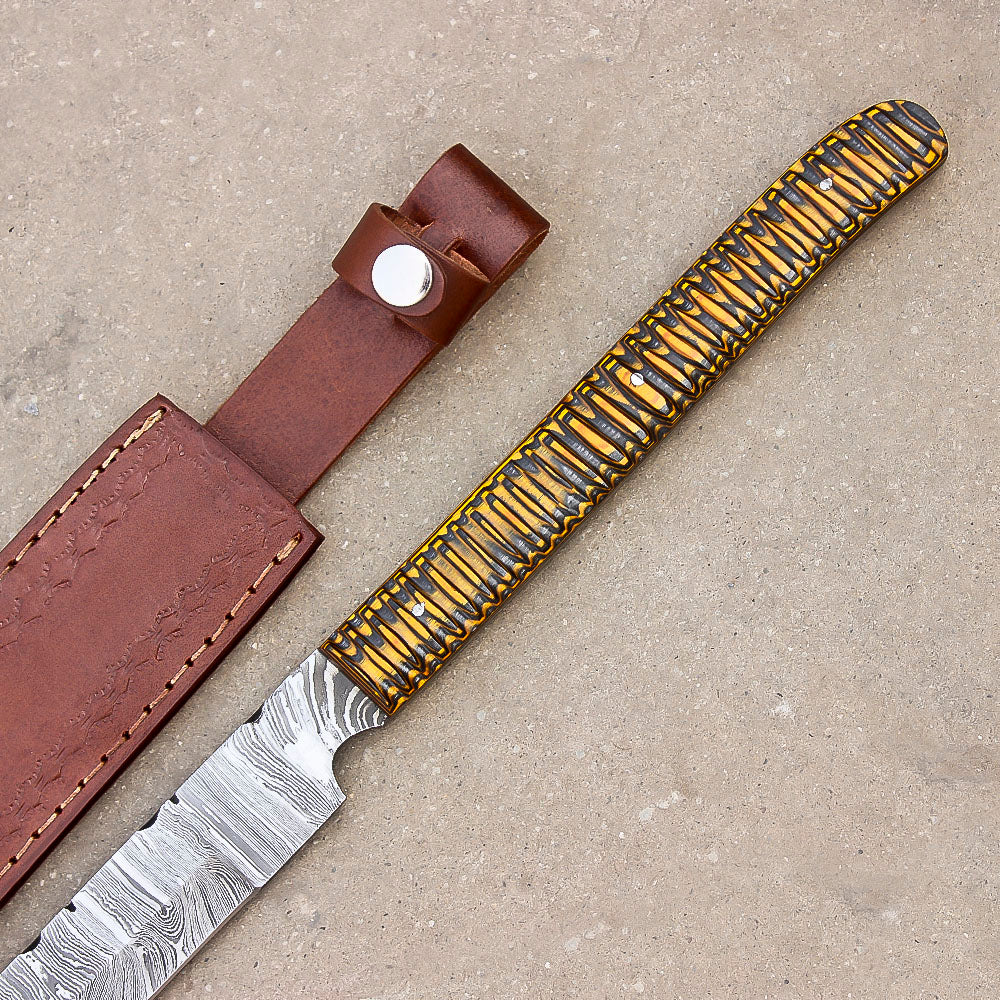 28" Stunning Full Tang Damascus Steel Machete Sword With Leather Sheath-Camping,Hunting,Outdoor - propswords