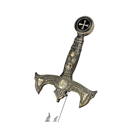Legends In Steel Knights Templar Long Sword and Wall Plaque - propswords