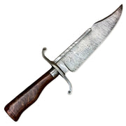 15" Handmade Damascus Steel Rat-Tail Bowie Knife Rose Wood Handle With Leather Sheath- Camping, Hunting, Outdoor