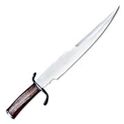 17” Handmade Stainless Steel Rat-Tail Rose Wood Handle Bowie Knife With Leather Sheath