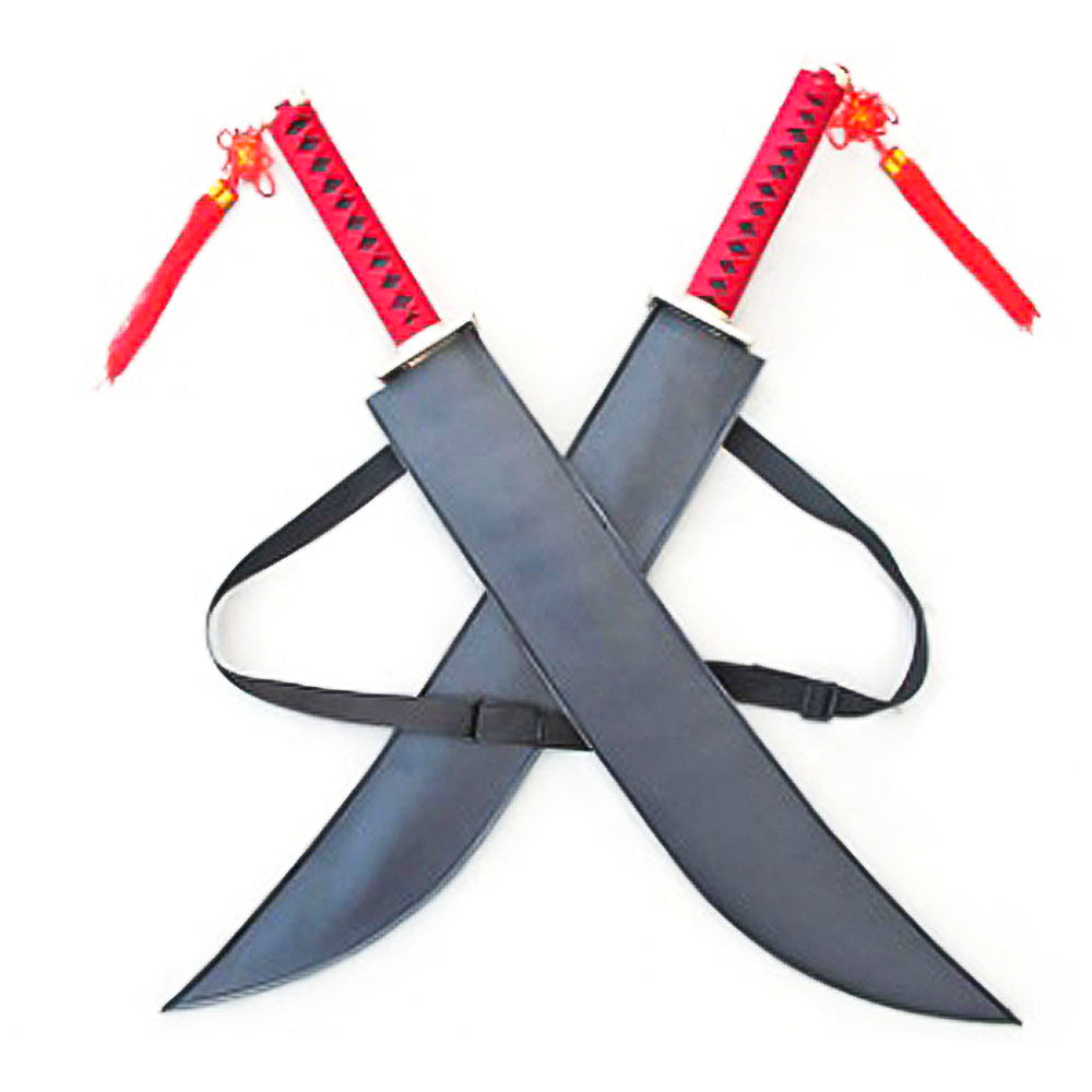 33” Kyouraku Shunsui Twin Sword Set - 33" Blades, Red Nylon Grip