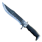 15" Handmade Damascus Steel Rat-Tail Bowie Hunting Knife Micarta Handle With Leather Sheath