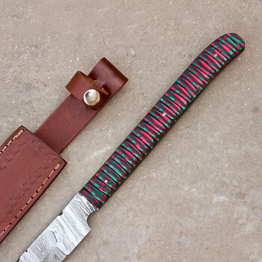 28" Handmade Damascus Steel Hunting Machete With Sheath | Best For Hunting Skinning and Camping - propswords