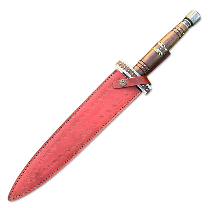20" Handmade Stainless Steel Double Edge Dagger Knife With Leather Sheath - propswords