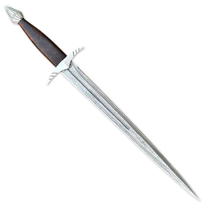 Handmade Damascus Steel Double Edge Short Sword With Leather Sheath - propswords