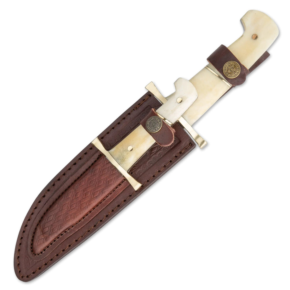 12"and 8" Handmade Stainless Steel Bowie Knife Camel Bone Handle With Leather Sheath - propswords