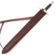 Handmade Damascus Steel Battle Viking Sword With Leather Sheath - propswords