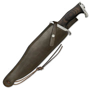 17" Handmade Stainless Steel Bowie Hunting Knife Wood Handle With Leather Sheath