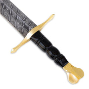 Handmade Damascus Steel Medieval European Arming Sword With Leather Sheath - propswords