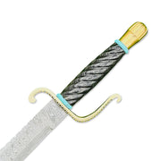 Handmade Damascus Steel Scimitar Sword With Leather Sheath - propswords