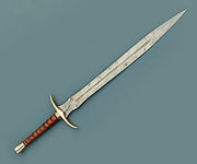 Damascus Steel Sword/Handmade Viking Sword/Medieval Sword with Leather Sheath - propswords