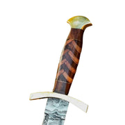 Handmade Damascus Steel Viking Sword With Leather Sheath - propswords