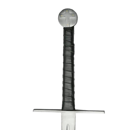 48” Handmade Stainless Steel Medieval Cross Sword With Scabbard, Black - propswords