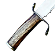 17” Handmade Stainless Steel Rat-Tail Rose Wood Handle Bowie Knife With Leather Sheath