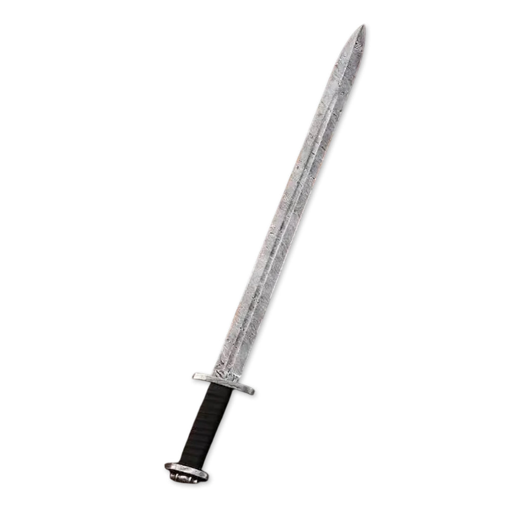 36" Handmade Damascus steel Viking Sword, Leather Wrapped on Handle Including Leather Cover - propswords