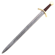 Handmade Damascus Steel Medieval Arming Style Sword With Leather Sheath - propswords