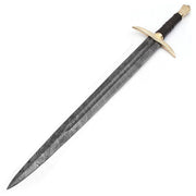 Handmade Damascus Steel Battle Viking Sword With Leather Sheath - propswords
