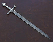 Handmade King Solomon Sword with Leather Sheath/Damascus Steel Sword - propswords