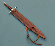 Damascus Steel Sword/Handmade Viking Sword/Medieval Sword with Leather Sheath