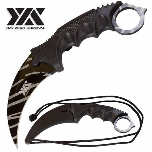 Day Zero Survival Tactical Combat Karambit Neck Knife Fixed Blade 7.5" - propswords