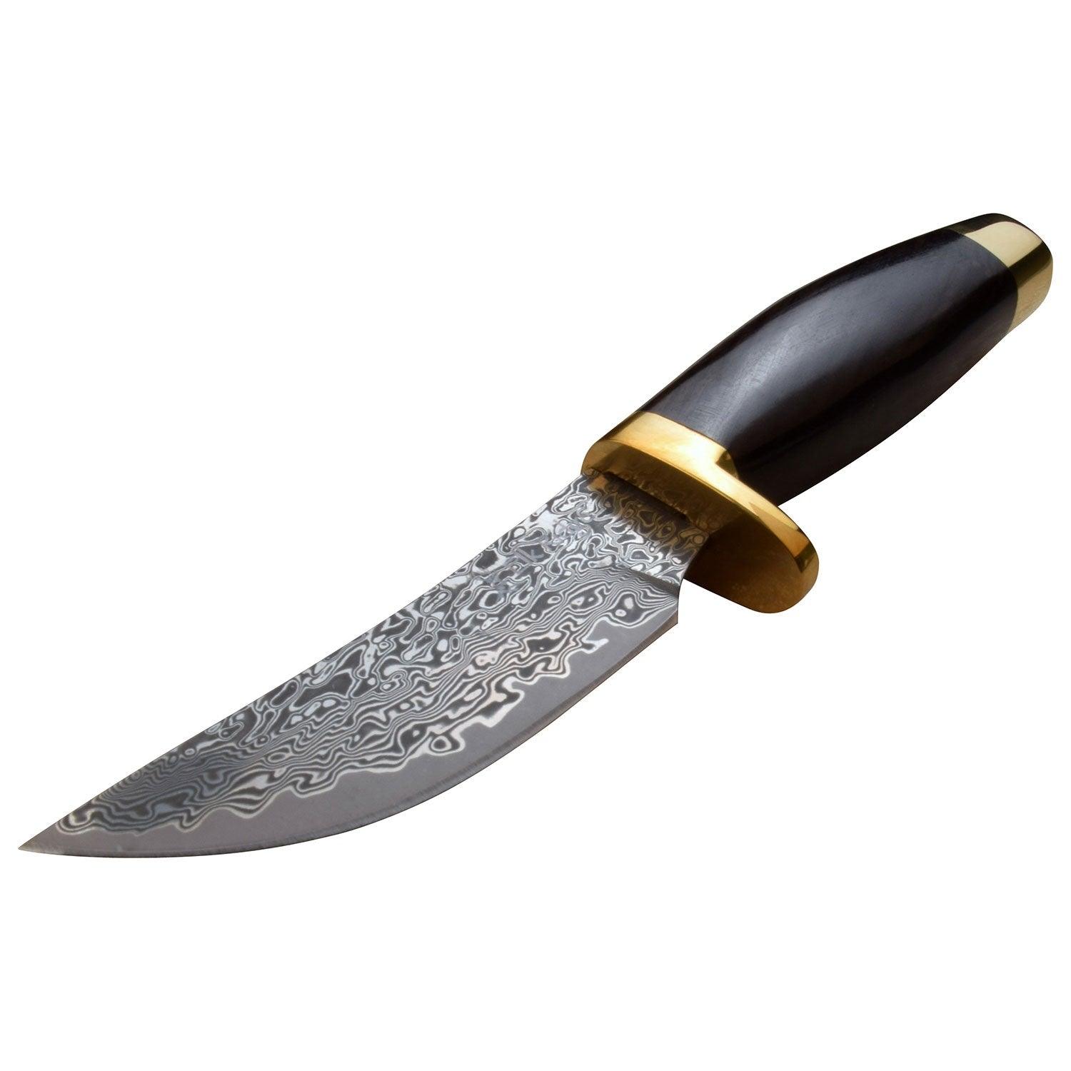 Elk Ridge 7.5" Wood Handle Fixed Blade Hunting Skinning Knife Damascus Steel - propswords