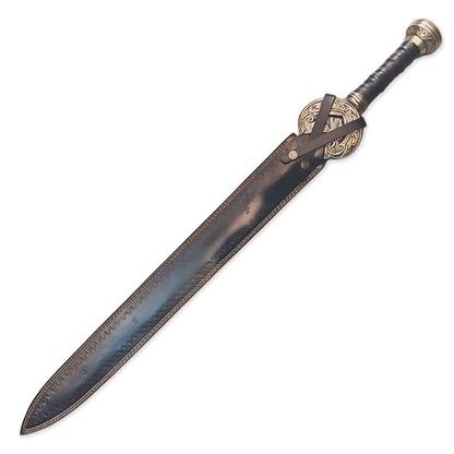 Handmade Damascus Steel 38 inches King Theoden Herugrim Sword Lord Of The Ring Sword Battle Ready With Leather Sheath