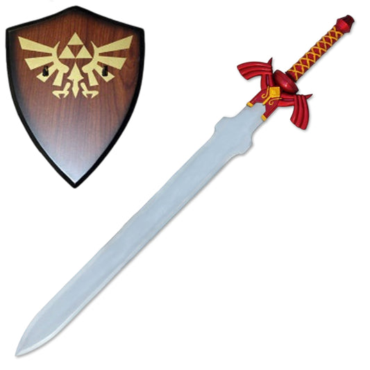 41” Red Link Master Sword Legend of Zelda With Wall Plaque - propswords