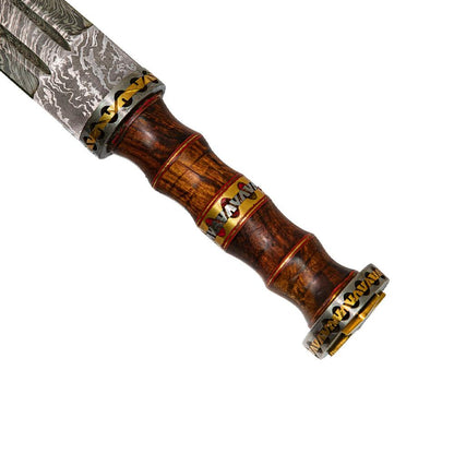 Handmade Damascus Steel Gladius Medieval Roman Short Sword With Leather Sheath - propswords