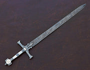 Handmade King Solomon Sword with Leather Sheath/Damascus Steel Sword