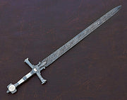 Handmade King Solomon Sword with Leather Sheath/Damascus Steel Sword - propswords