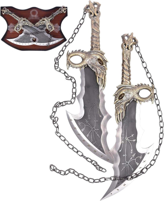 God of War Kratos' Blades of Chaos 21" Metal Replica Swords – Realistic Cosplay Prop - propswords