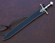 Handmade King Solomon Sword with Leather Sheath/Damascus Steel Sword - propswords