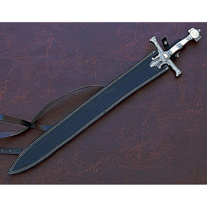 Handmade King Solomon Sword with Leather Sheath/Damascus Steel Sword - propswords