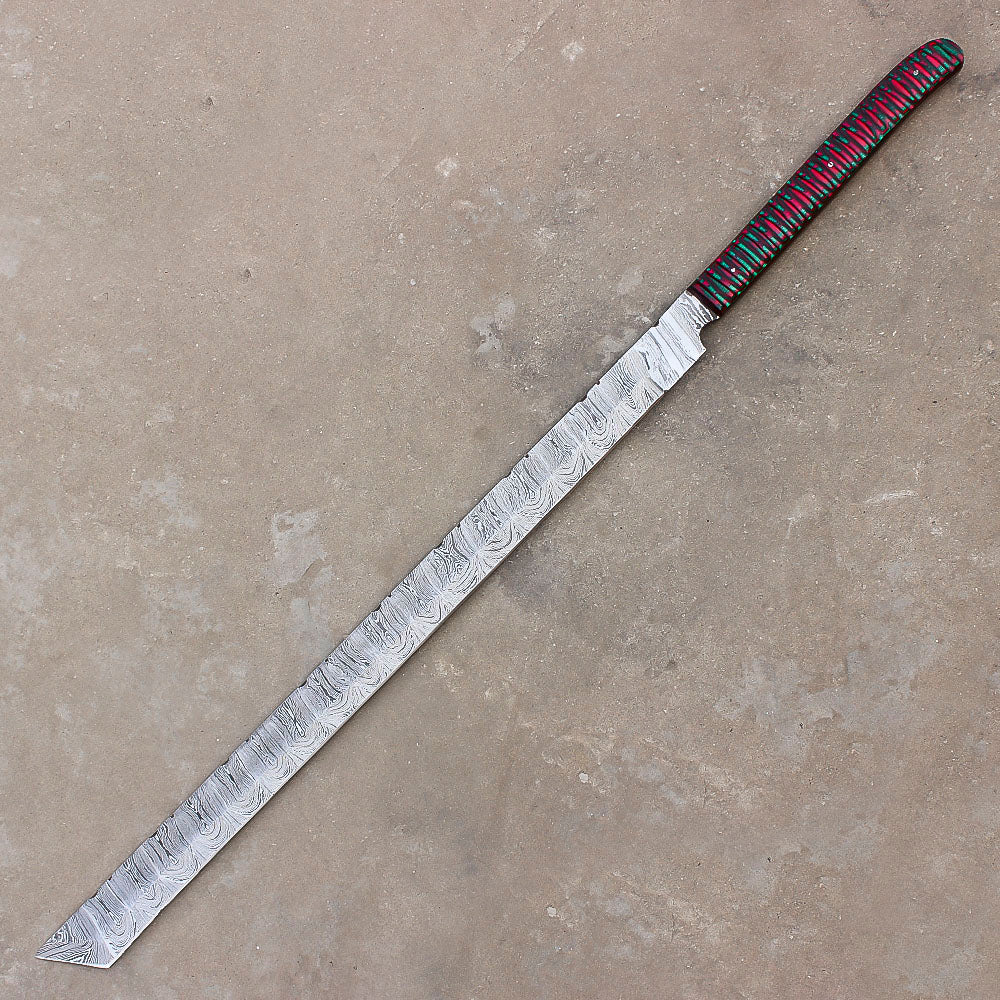 28" Handmade Damascus Steel Hunting Machete With Sheath | Best For Hunting Skinning and Camping - propswords
