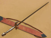 Handmade Medieval Templar Knigths Sword/Scared Holy Damascus Longsword Sword with Leather Sheath