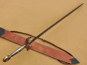 Handmade Medieval Templar Knigths Sword/Scared Holy Damascus Longsword Sword with Leather Sheath - propswords