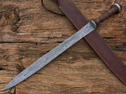 Damascus Steel Gladiator Sword/Handmade Roman Gladius Sword/Sword with Leather - propswords