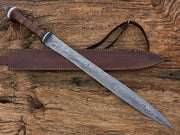 Damascus Steel Gladiator Sword/Handmade Roman Gladius Sword/Sword with Leather - propswords