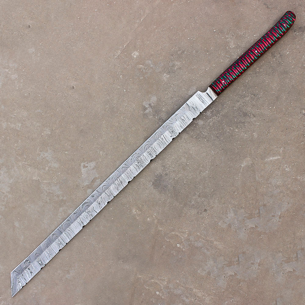 28" Handmade Damascus Steel Hunting Machete With Sheath | Best For Hunting Skinning and Camping - propswords
