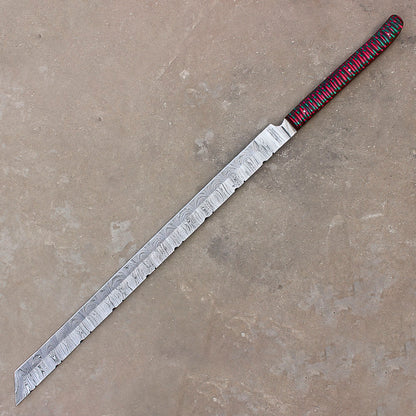 28" Handmade Damascus Steel Hunting Machete With Sheath | Best For Hunting Skinning and Camping - propswords