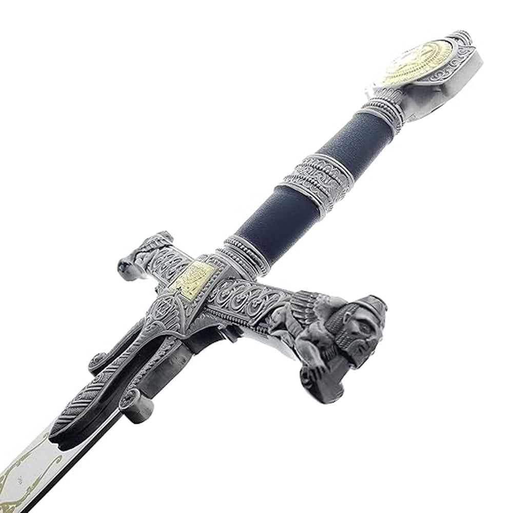 King Solomon Sword with Display Plaque. for Wall Decoration, Collection, Cosplay-Black Edition