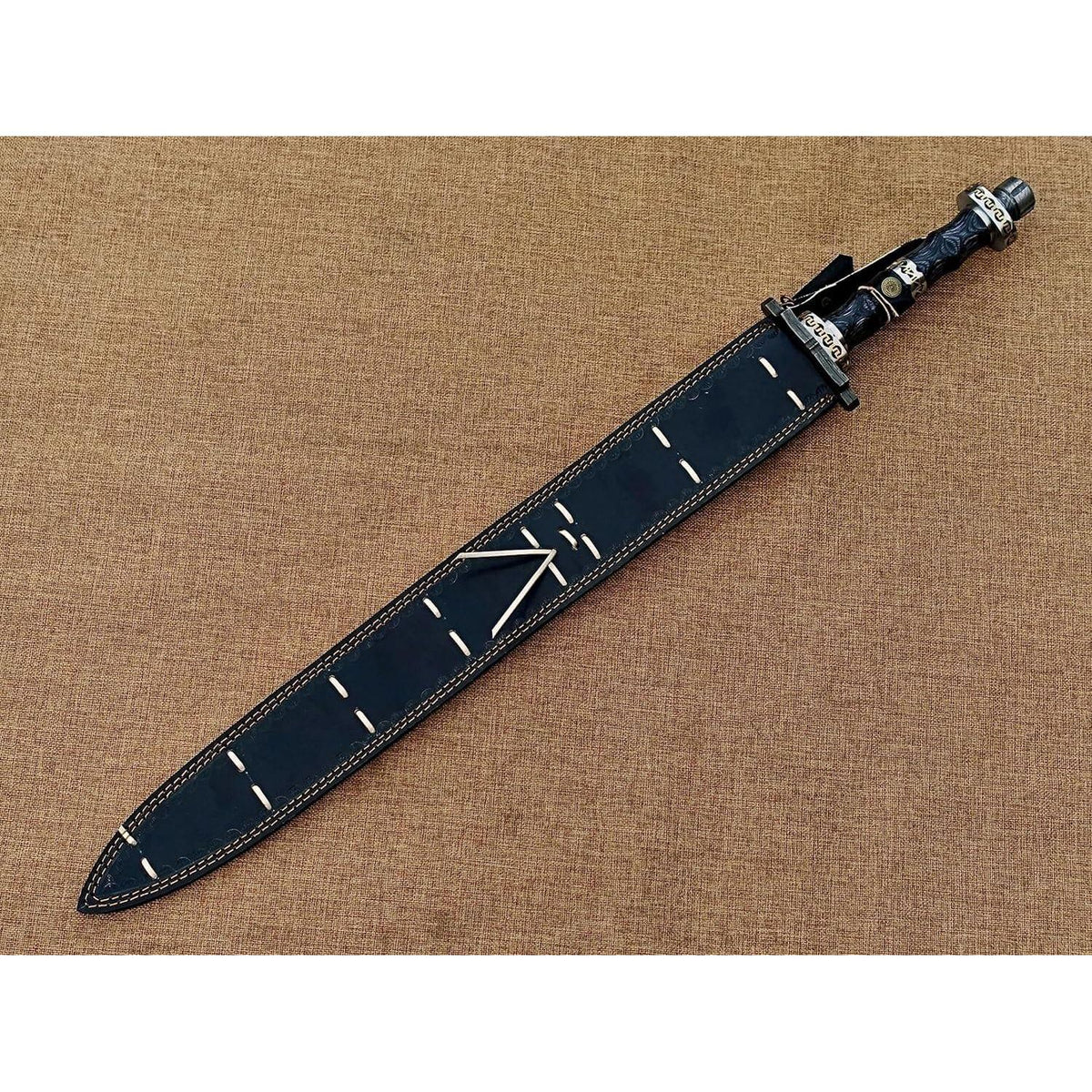 Hand Forged Damascus Steel Viking Sword, Handmade Medieval Sword with Leather Sheath - propswords