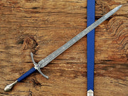 40" inches Damascus Steel glamdring Sword, Foe Hammer Sword Handmade Medieval Sword with Leather Sheath