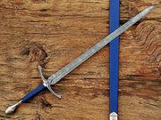 Damascus Steel glamdring Sword, Foe Hammer Sword Handmade Medieval Sword with Leather Sheath - propswords