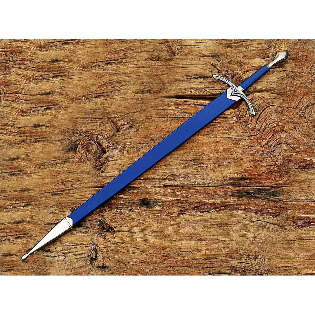 Damascus Steel glamdring Sword, Foe Hammer Sword Handmade Medieval Sword with Leather Sheath - propswords