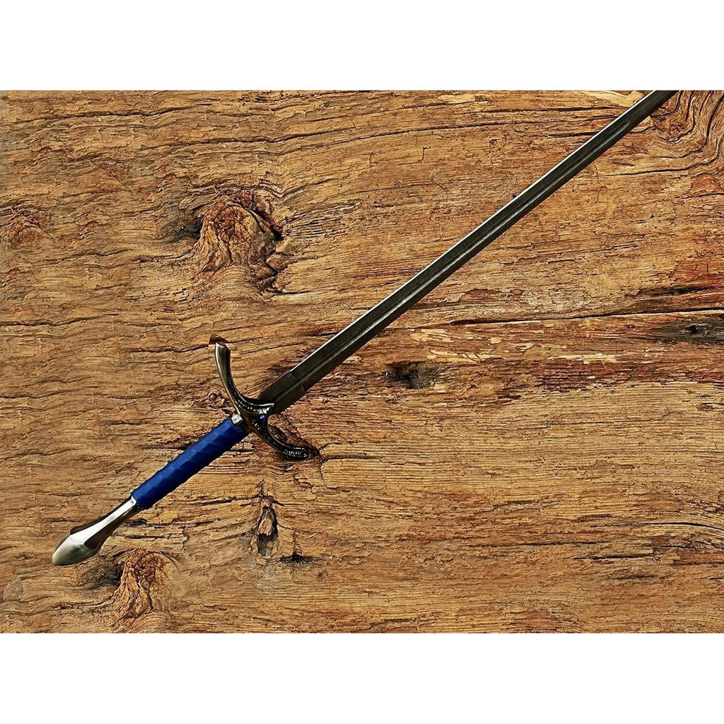 Damascus Steel glamdring Sword, Foe Hammer Sword Handmade Medieval Sword with Leather Sheath - propswords